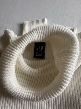 GAP White Ribbed Cowl Neck Sweater
